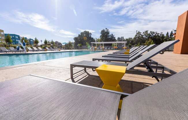 Pool lounge area at Solasta, Sacramento, CA, 95831