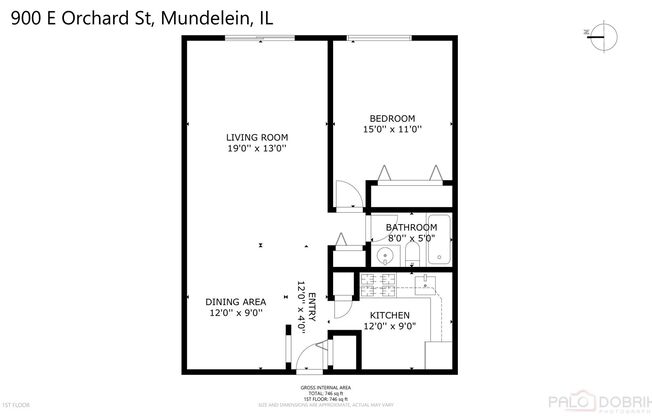 1 bed, 1 bath, 746 sqft, $1,395, Unit 204