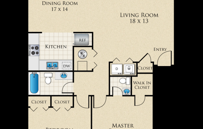 2 beds, 1.5 baths, 950 sqft, $1,329