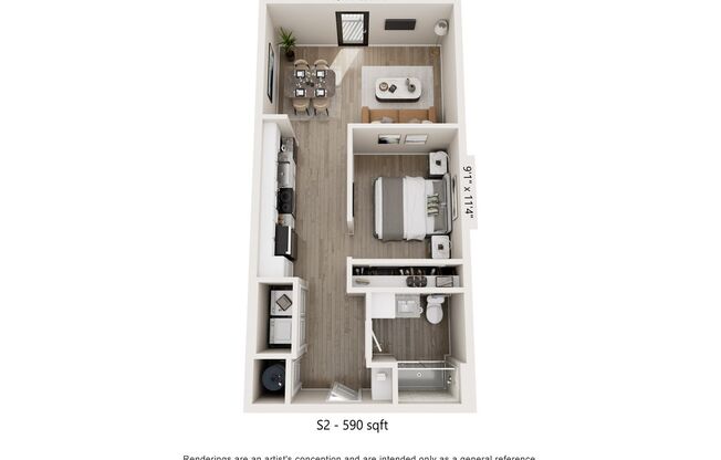 Studio, 1 bath, 590 sqft, $1,475, Unit 5808216