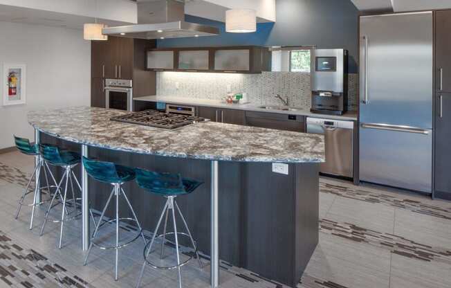 Boathouse Apartments Clubhouse Kitchen and Bar Counter