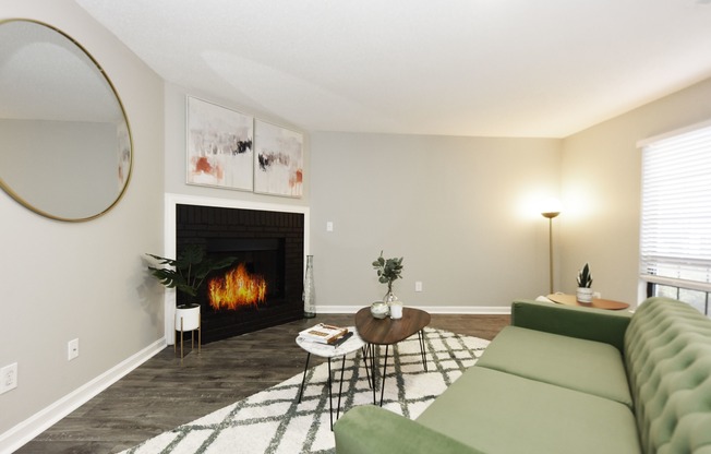 Spacious Living Room + Fireplace
