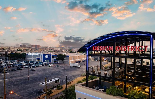 a view of the design district from the top of a building