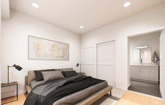 Bedroom with hard surface flooring