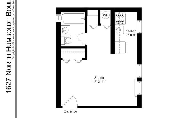 Studio, 1 bath, 344 sqft, $1,375, Unit 2K