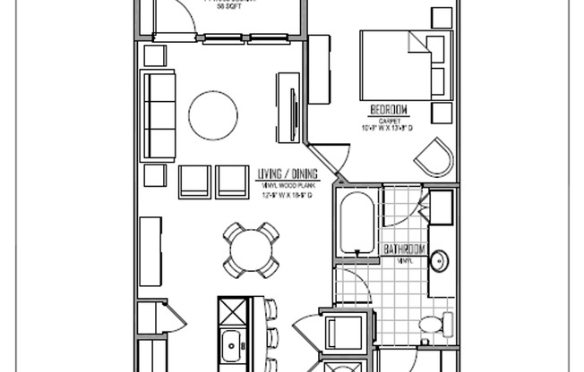 1 bed, 1 bath, 588 sqft, $1,520, Unit 303