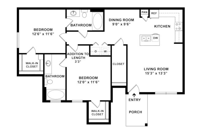 2 beds, 2 baths, 1,066 sqft, $1,450