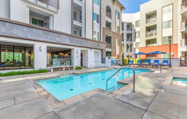the swimming pool at the preserve at polk city apartments at Metro Gateway, Riverside, 92503