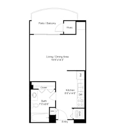 Studio, 1 bath, 507 sqft, $1,840