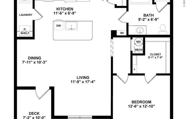 1 bed, 1 bath, 812 sqft, $1,615