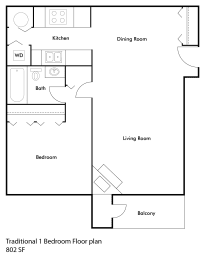 1 bed, 1 bath, 802 sqft, $1,305