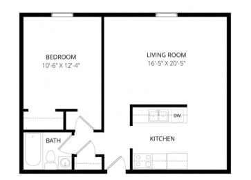 1 bed, 1 bath, 579 sqft, $890