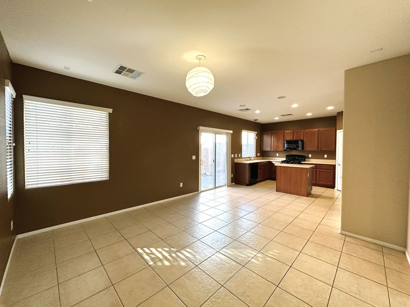 Charming 3 bed/2 bath single-family home in the heart of Blue Diamond! Tiled, downstairs entryway leads to combined kitchen and living room. Upstairs is bathed in natural sunlight, lots of accent windows and wood-rail staircase. Cozy backyard with pavers