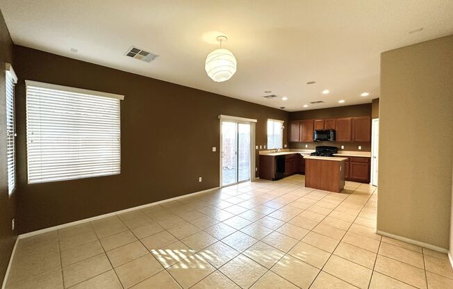 Charming 3 bed/2 bath single-family home in the heart of Blue Diamond! Tiled, downstairs entryway leads to combined kitchen and living room. Upstairs is bathed in natural sunlight, lots of accent windows and wood-rail staircase. Cozy backyard with pavers