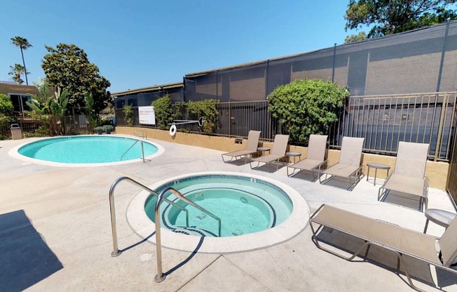 Pool and spa with Cabana Gazebos