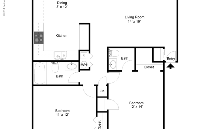 2 beds, 1.5 baths, 985 sqft, $1,090