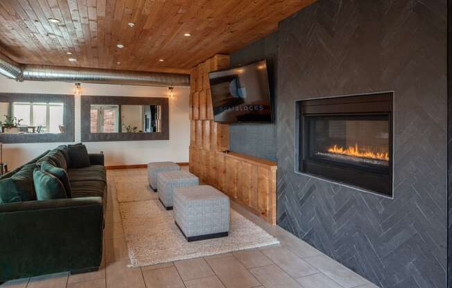 Goat Blocks in Portland, Oregon Clubhouse Lounge with Fireplace