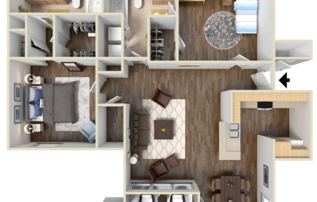 2 beds, 2 baths, 1,167 sqft, $1,958