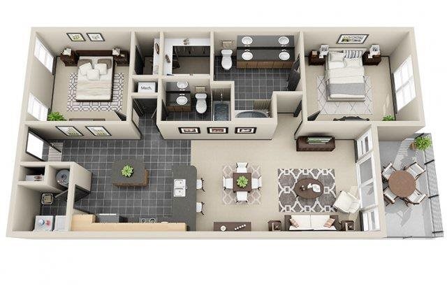 2 beds, 2 baths, 1,308 sqft, $1,982