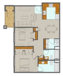 2 beds, 2 baths, 961 sqft, $1,220