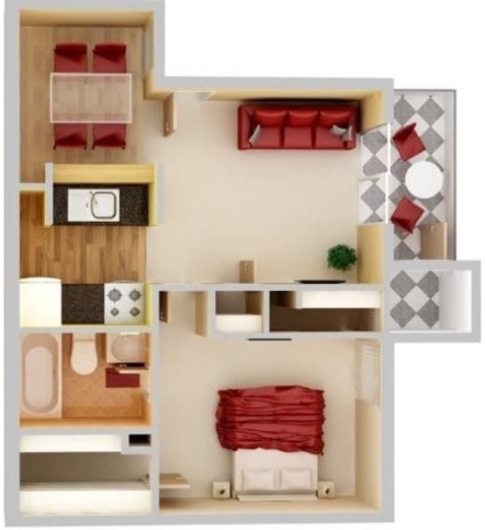 1 bed, 1 bath, 630 sqft, $882