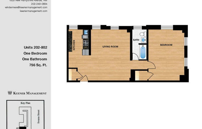 1 bed, 1 bath, 655 sqft, $3,280, Unit W302