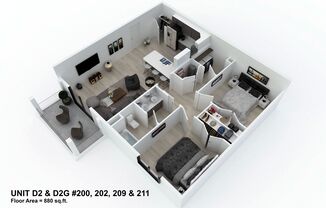 2 beds, 1 bath, 880 sqft, $1,675, Unit 4415 #209 (#47)