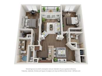 2 beds, 2 baths, 1,143 sqft, $1,856