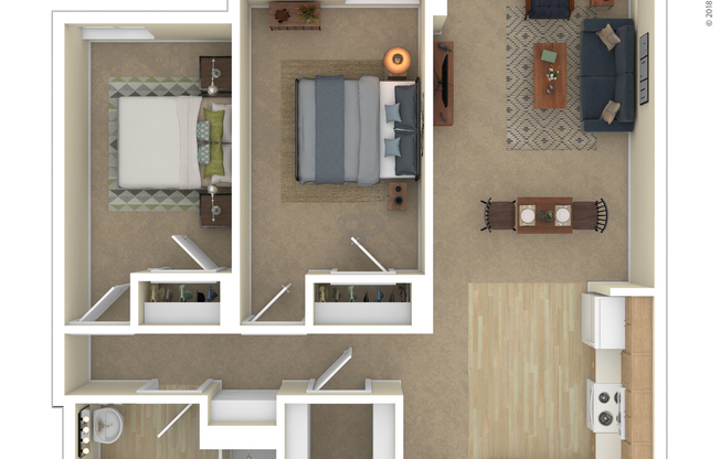 2 beds, 1 bath, 792 sqft, $1,524