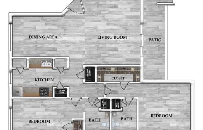 2 beds, 2 baths, 1,007 sqft, $972, Unit 233