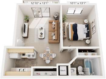 1 bed, 1 bath, 544 sqft, $923