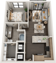 1 bed, 1 bath, 744 sqft, $1,725