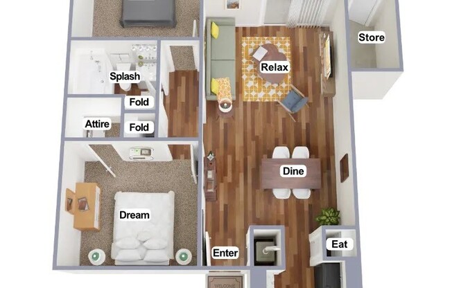 2 beds, 1 bath, 908 sqft, $870