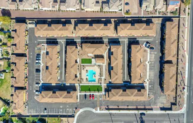 Aerial view at San Vicente Townhomes in Phoenix AZ
