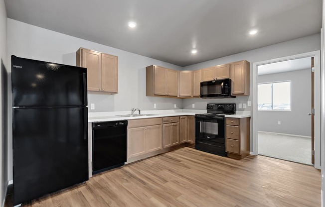 kitchen with black appliances