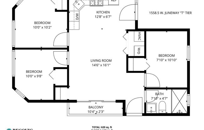3 beds, 1 bath, 524 sqft, $2,300, Unit 1558.5-2T