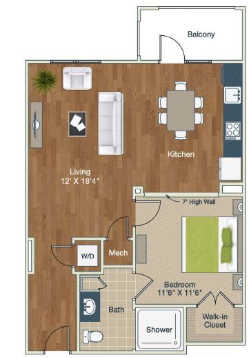 Studio, 1 bath, 791 sqft, $1,484