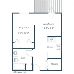 Studio, 1 bath, 425 sqft, $575