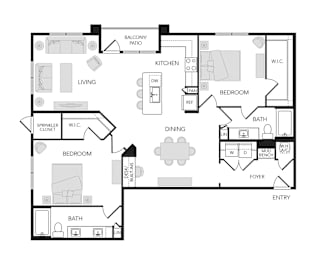 2 beds, 2 baths, 1,420 sqft, $2,040