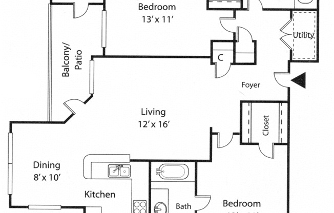 2 beds, 2 baths, 1,123 sqft, $2,491, Unit 420-102