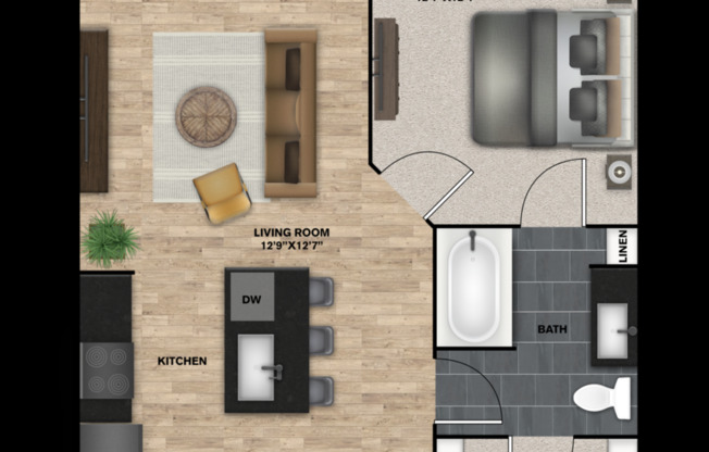 1 bed, 1 bath, 673 sqft, $1,143