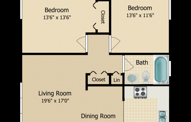 2 beds, 1 bath, 800 sqft, $1,705