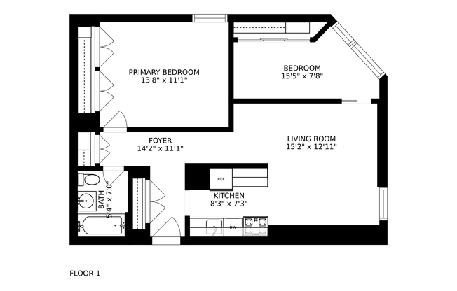 2 beds, 1 bath, $4,000, Unit 4C