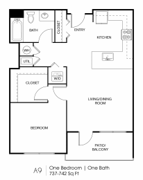 1 bed, 1 bath, 742 sqft, $1,581