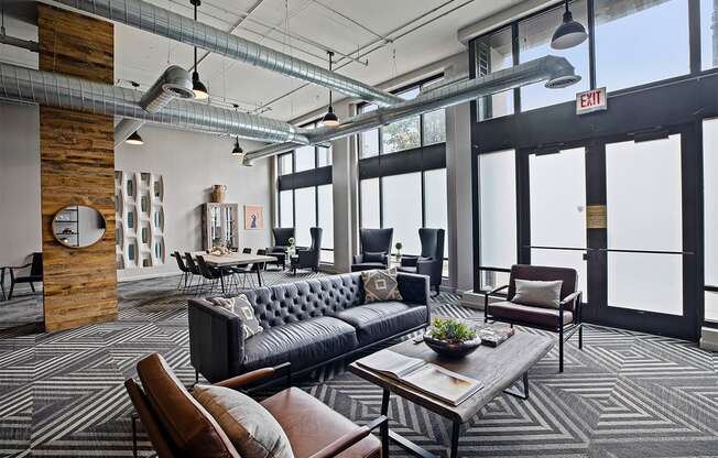 Couch and table in living room at The Shelby, Illinois, 60616