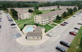 Aerial street view at Oates Estates Apartments, Dothan, Alabama