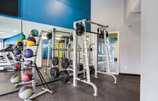 a gym with weights and other exercise equipment