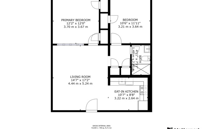 2 beds, 1 bath, 850 sqft, $1,800, Unit 107