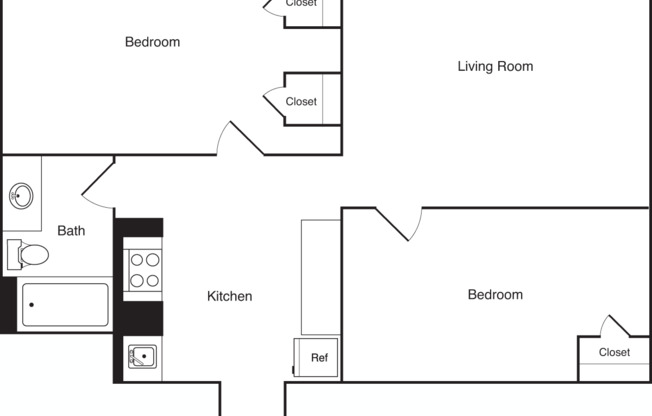 2 beds, 1 bath, 581 sqft, $5,203, Unit 02H
