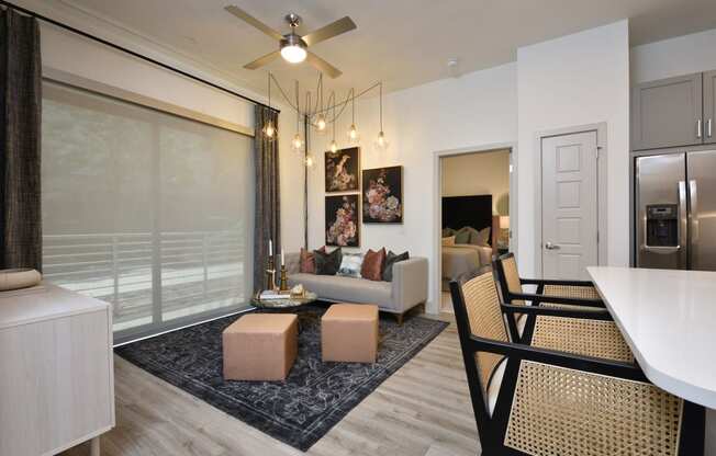 Living Room with open kitchen at The Flats at West Alabama, Texas